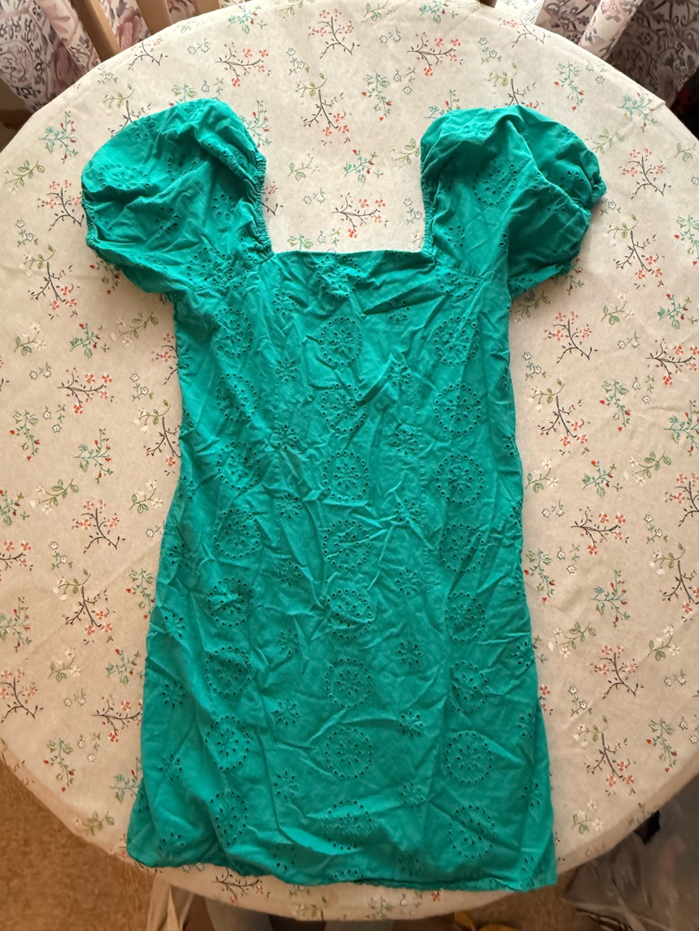 LC Lauren Conrad Teal Dress with Puff Sleeves